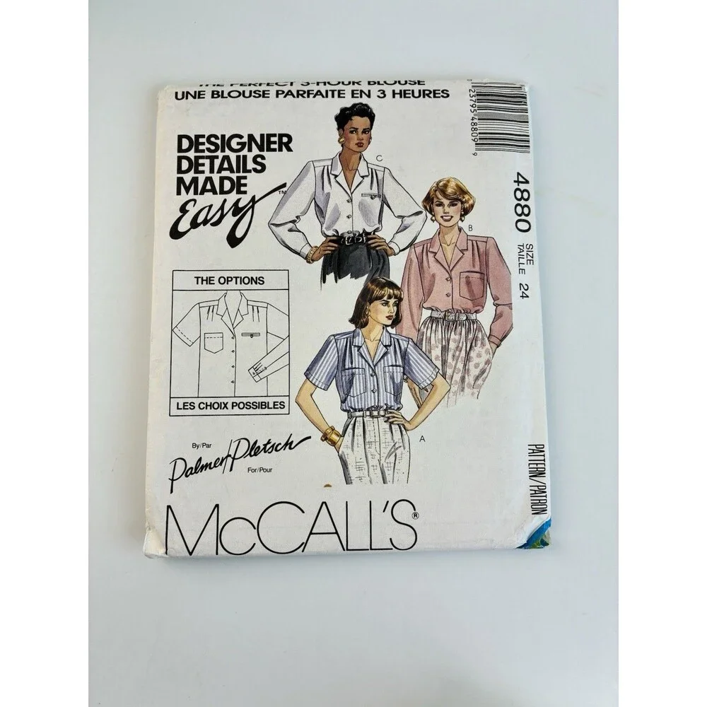 Blouse Easy 3 Hour Plus Size 24 Uncut Pattern 4880 Collar Yoke Buttons Pockets